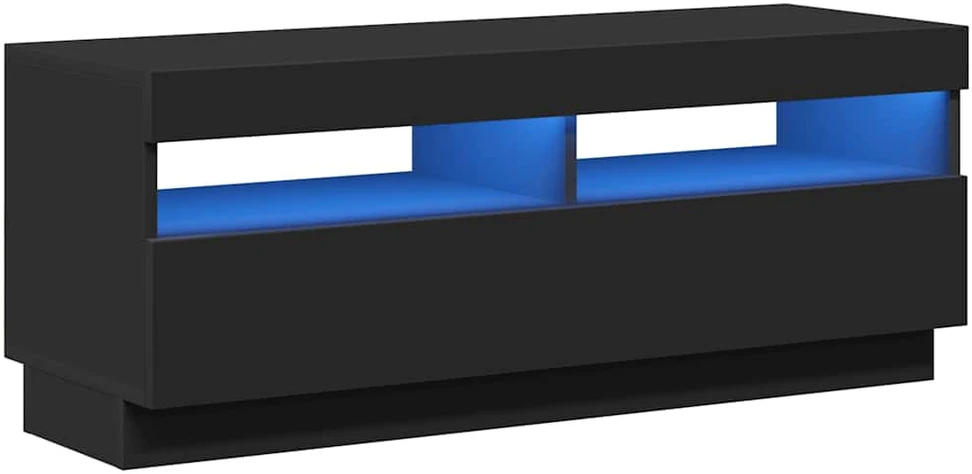 TV staliukas Televizoriaus spintelė su LED apšvietimu, juoda, 100x35x40cm