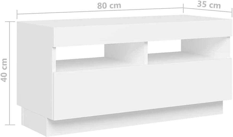TV staliukas Televizoriaus spintelė su LED apšvietimu, balta, 180x35x40cm