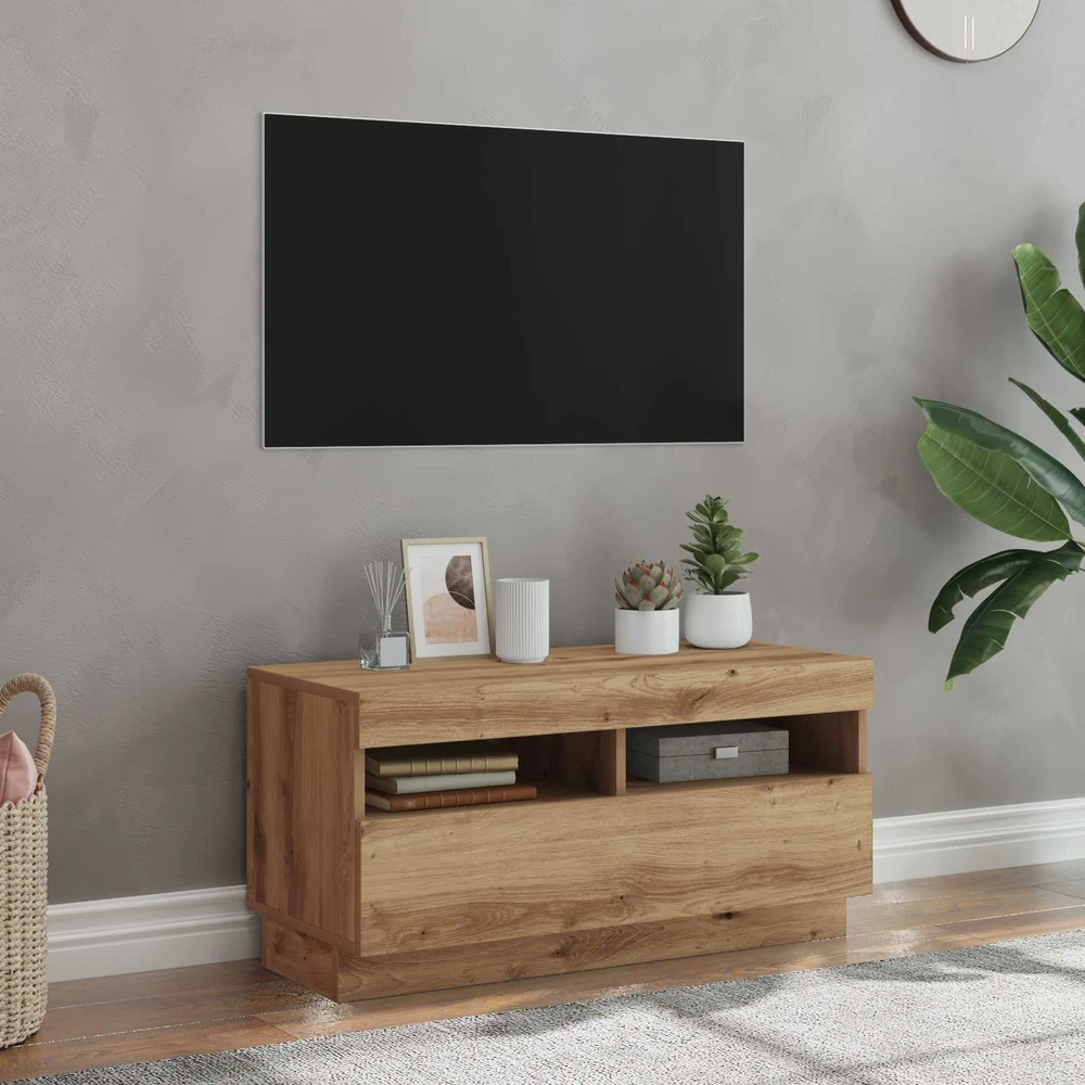 TV staliukas Televizoriaus spintelė su LED, artisano, 80x35x40cm, mediena