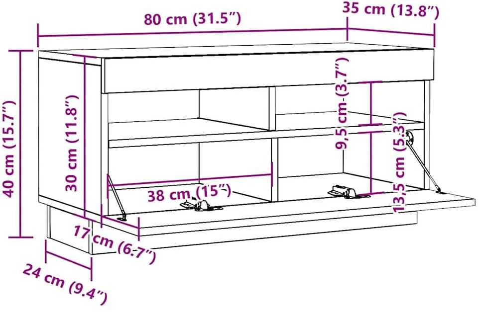 TV staliukas Televizoriaus spintelė su LED, artisano, 80x35x40cm, mediena
