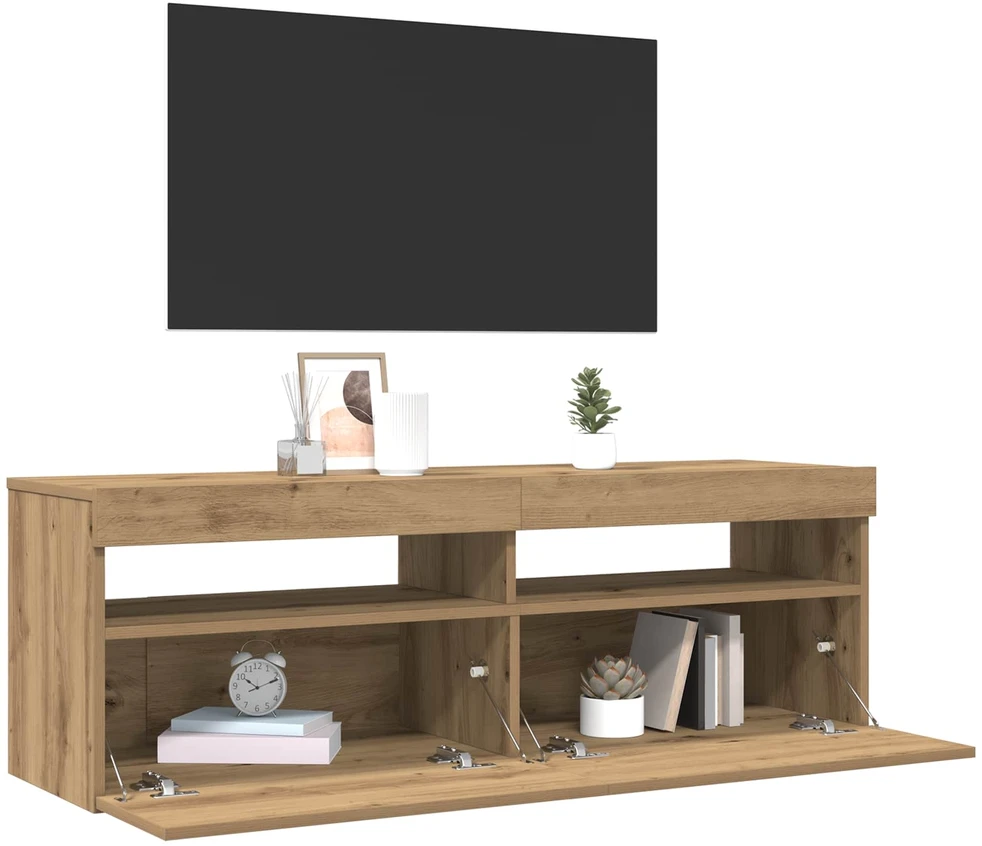 TV staliukas Televizoriaus spintelė su LED, artisano, 120x35x40cm, mediena