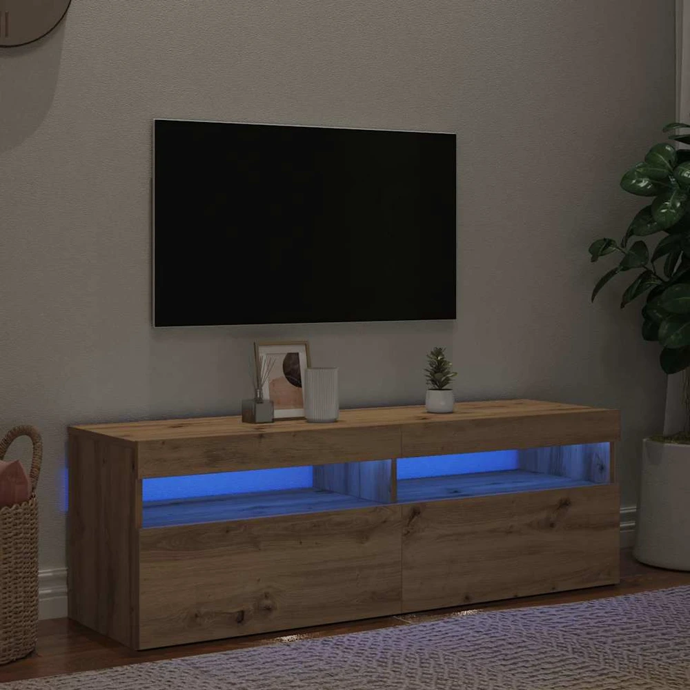 TV staliukas Televizoriaus spintelė su LED, artisano, 120x35x40cm, mediena