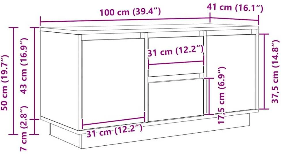 TV staliukas Televizoriaus spintelė su LED, artisano, 100x41x50 cm