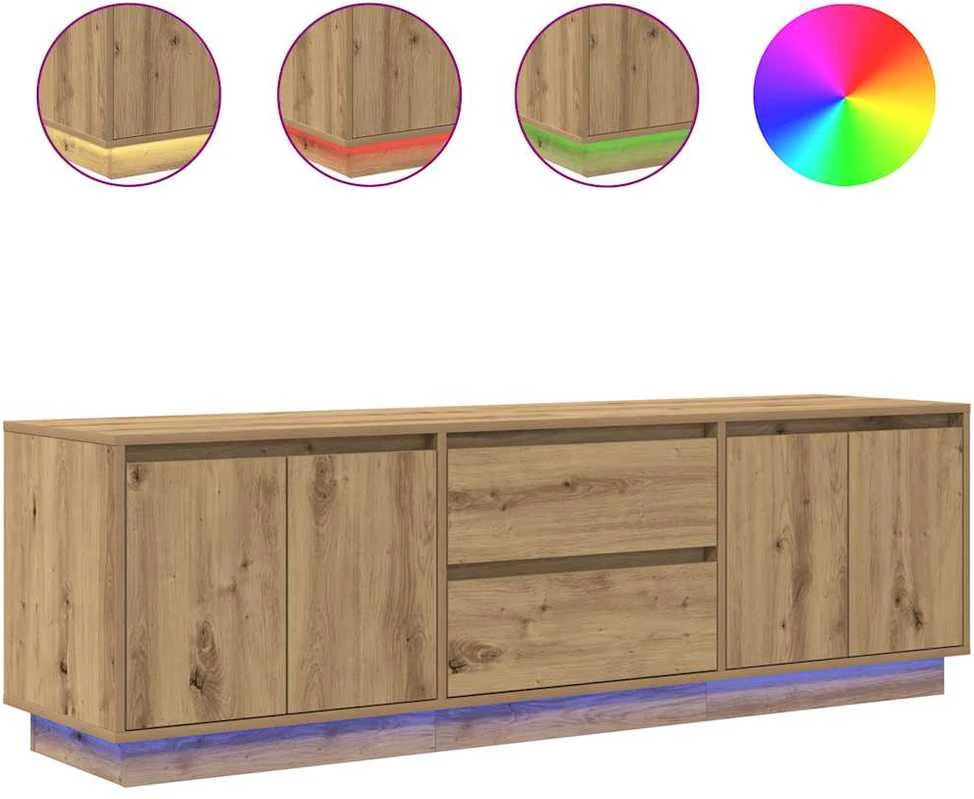 TV staliukas Televizoriaus spintelė su LED, artisano ąžuolas, 160,5x41x50 cm