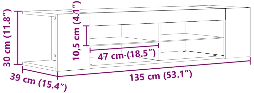 TV staliukas Televizoriaus spintelė su LED, artisano, 135x39x30cm, mediena