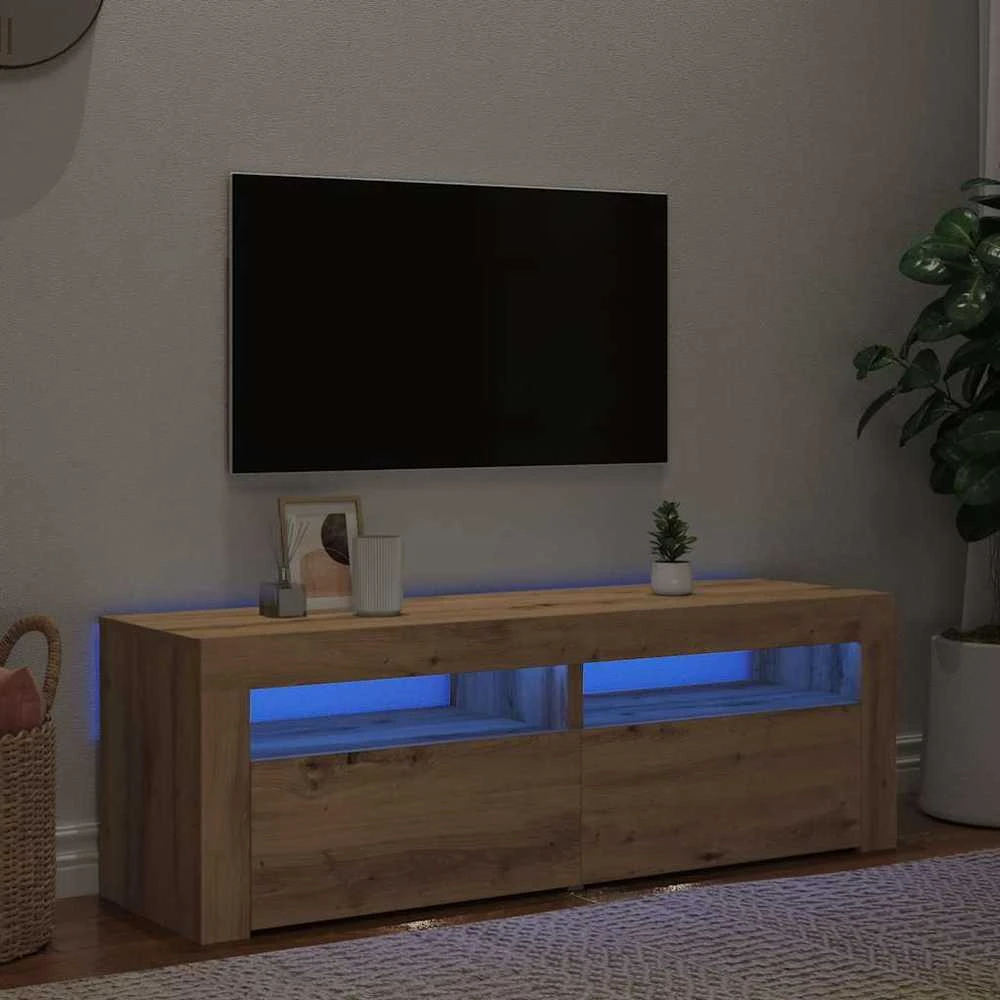 TV staliukas Televizoriaus spintelė su LED, artisano, 120x35x40cm, mediena