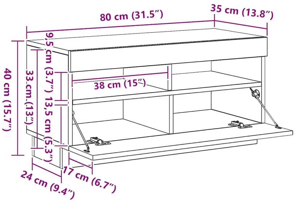 TV staliukas Televizoriaus spintelė su LED, artisano, 80x35x40cm, mediena