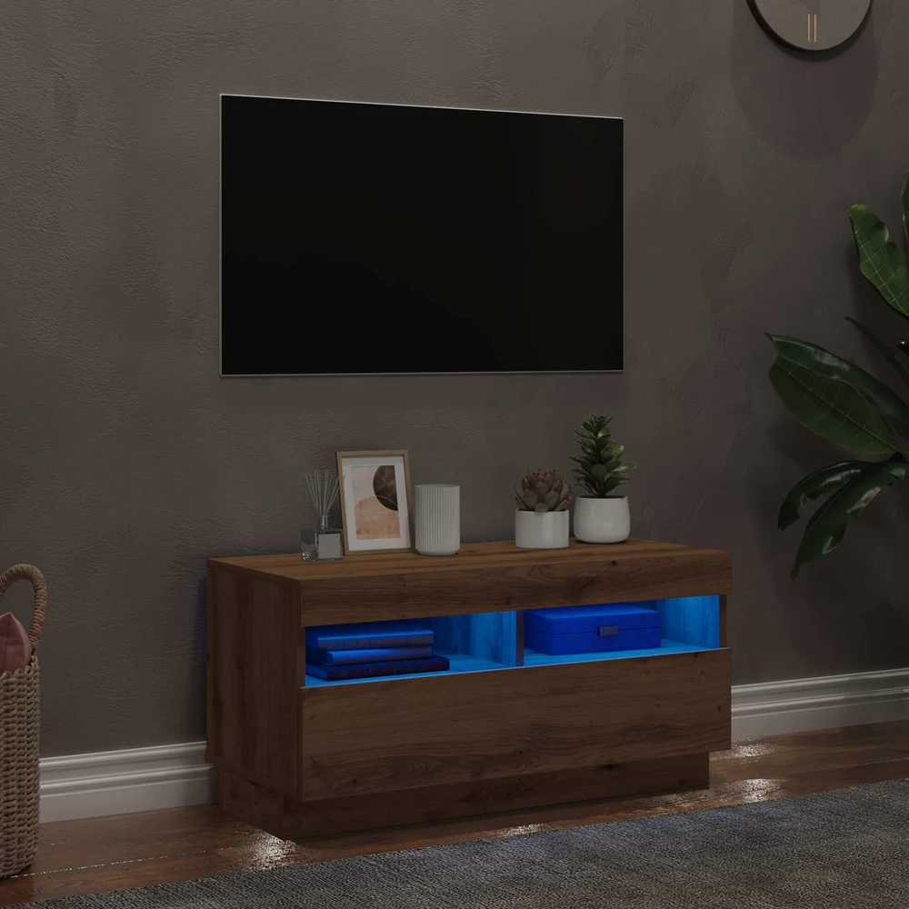 TV staliukas Televizoriaus spintelė su LED, artisano, 80x35x40cm, mediena
