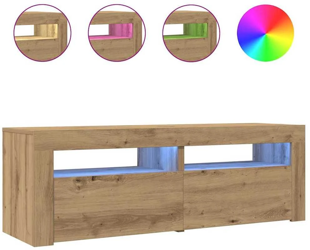 TV staliukas Televizoriaus spintelė su LED, artisano, 120x35x40cm, mediena