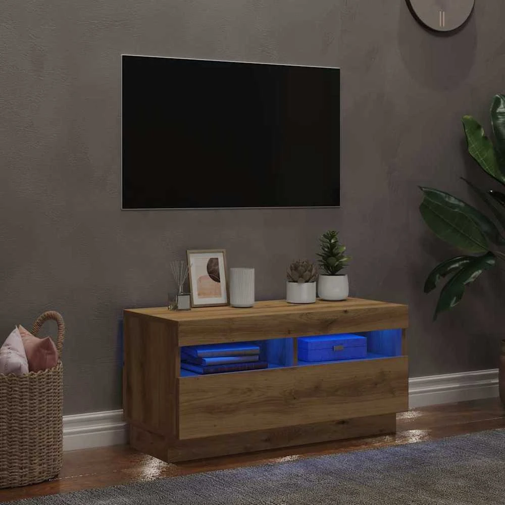 TV staliukas Televizoriaus spintelė su LED, artisano, 80x35x40cm, mediena