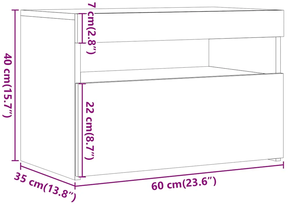 TV staliukas Televizoriaus spintelė su LED, artisano, 60x35x40cm, mediena