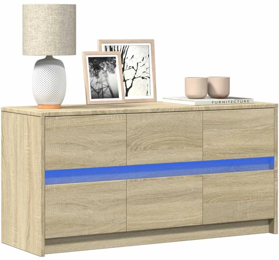 TV staliukas Televizoriaus spintelė su LED, ąžuolo, 100x34x50cm, mediena