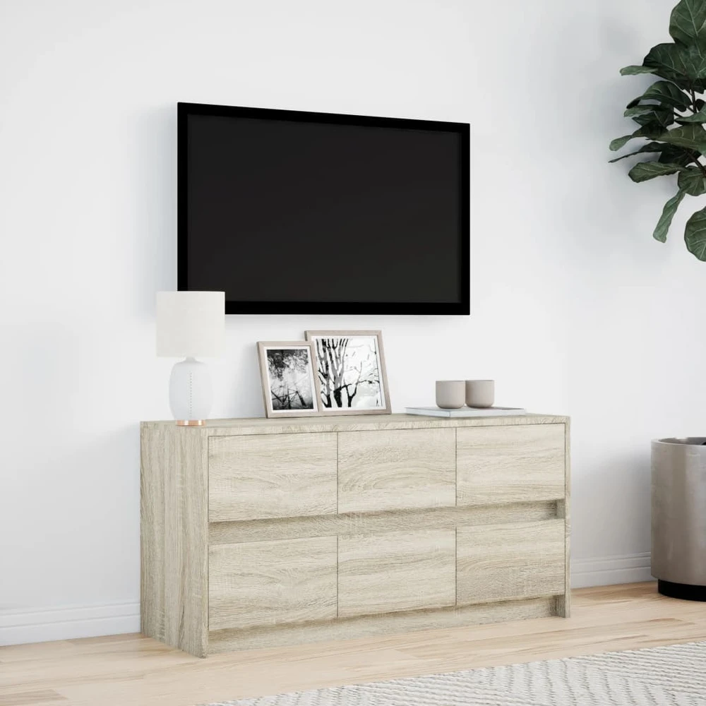 TV staliukas Televizoriaus spintelė su LED, ąžuolo, 100x34x50cm, mediena