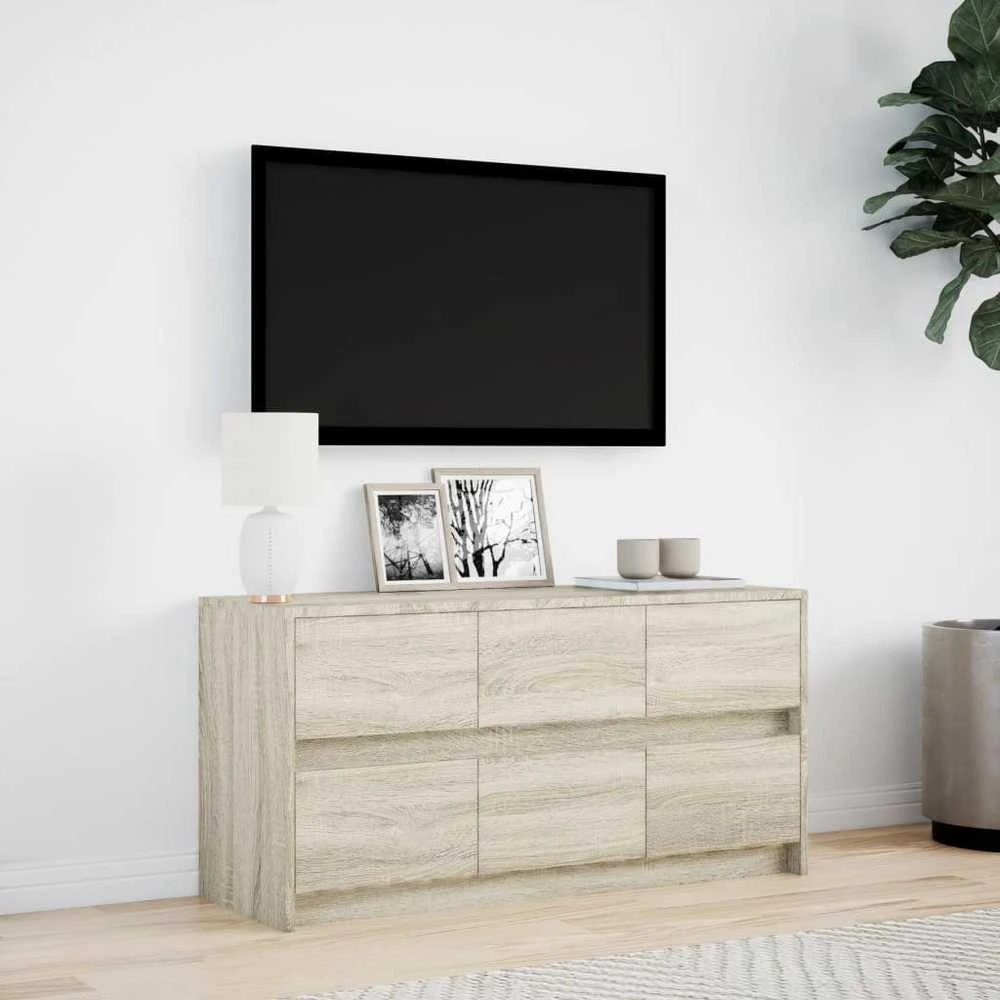 TV staliukas Televizoriaus spintelė su LED, ąžuolo, 100x34x50cm, mediena