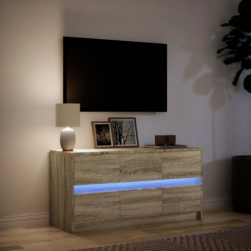 TV staliukas Televizoriaus spintelė su LED, ąžuolo, 100x34x50cm, mediena