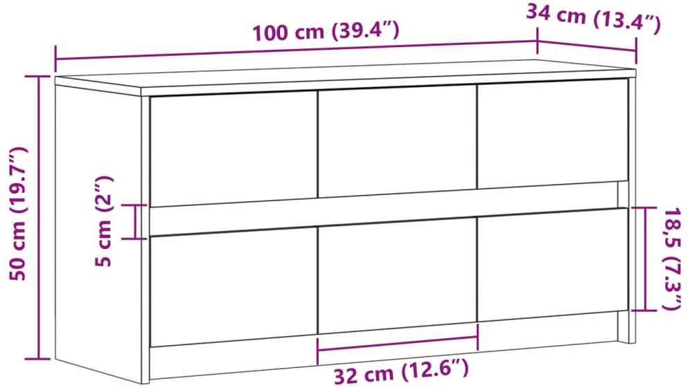 TV staliukas Televizoriaus spintelė su LED, ąžuolo, 100x34x50cm, mediena
