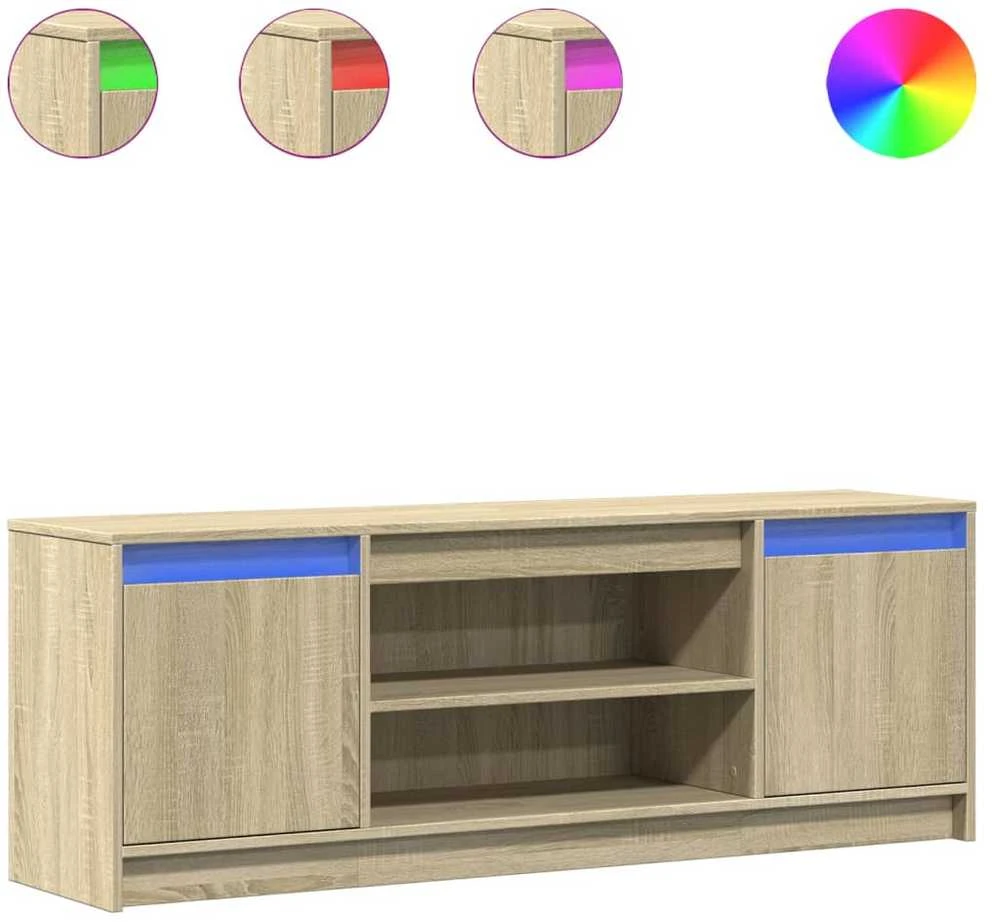 TV staliukas Televizoriaus spintelė su LED, ąžuolo, 139,5x34x50cm, mediena