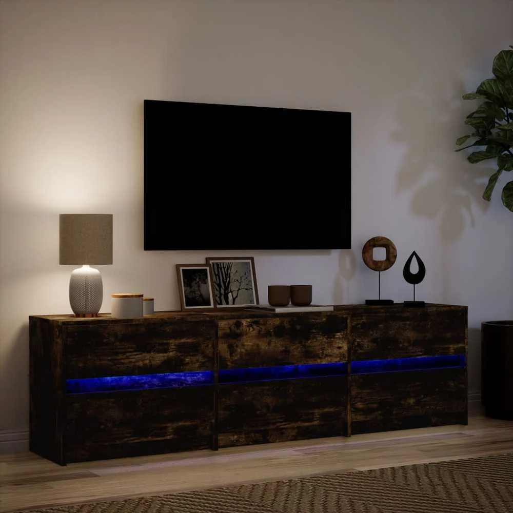 TV staliukas Televizoriaus spintelė su LED, ąžuolo, 180x34x50cm, mediena