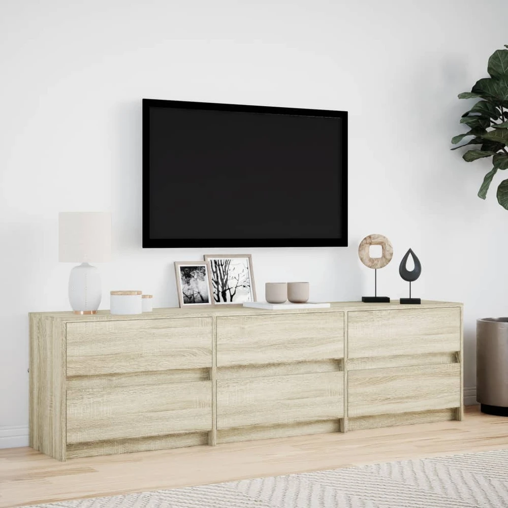 TV staliukas Televizoriaus spintelė su LED, ąžuolo, 180x34x50cm, mediena