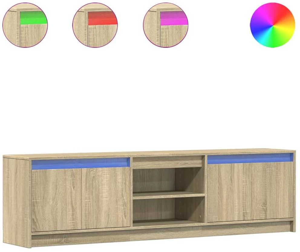 TV staliukas Televizoriaus spintelė su LED, ąžuolo, 180x34x50cm, mediena
