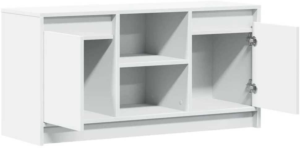 TV staliukas Televizoriaus spintelė su LED, balta, 100x34x50cm, mediena