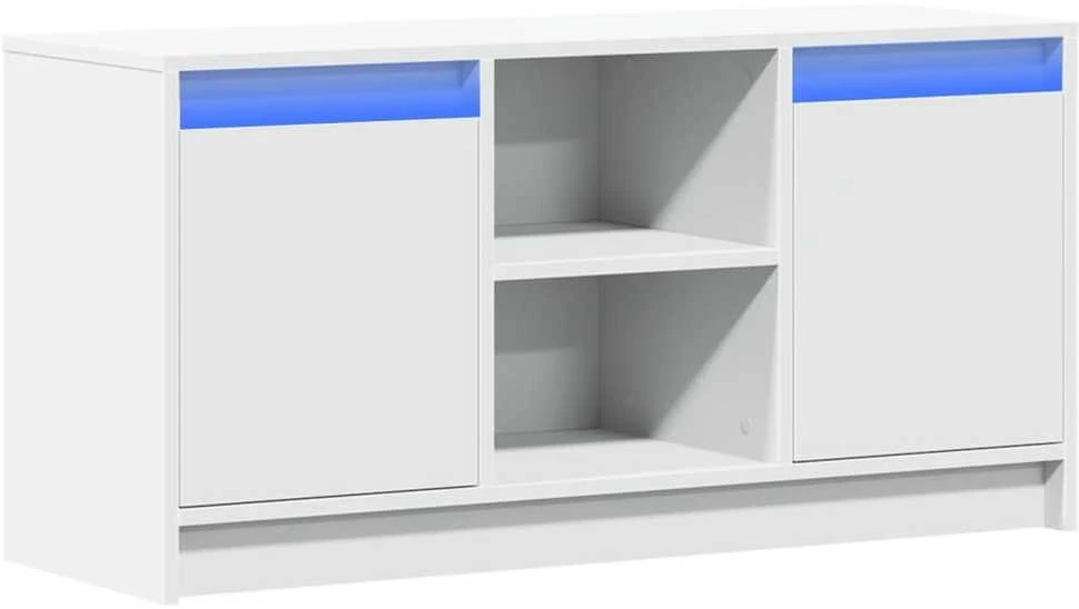 TV staliukas Televizoriaus spintelė su LED, balta, 100x34x50cm, mediena