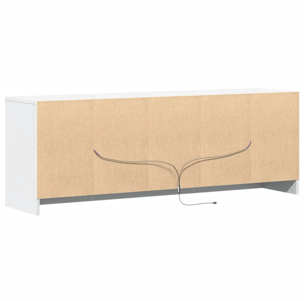 TV staliukas Televizoriaus spintelė su LED, balta, 139,5x34x50cm, mediena