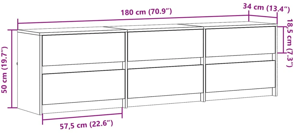 TV staliukas Televizoriaus spintelė su LED, balta, 180x34x50cm, mediena