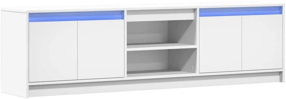 TV staliukas Televizoriaus spintelė su LED, balta, 180x34x50cm, mediena