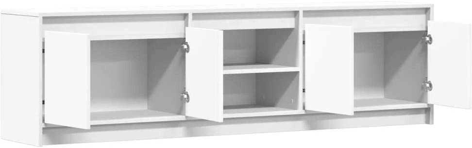 TV staliukas Televizoriaus spintelė su LED, balta, 180x34x50cm, mediena