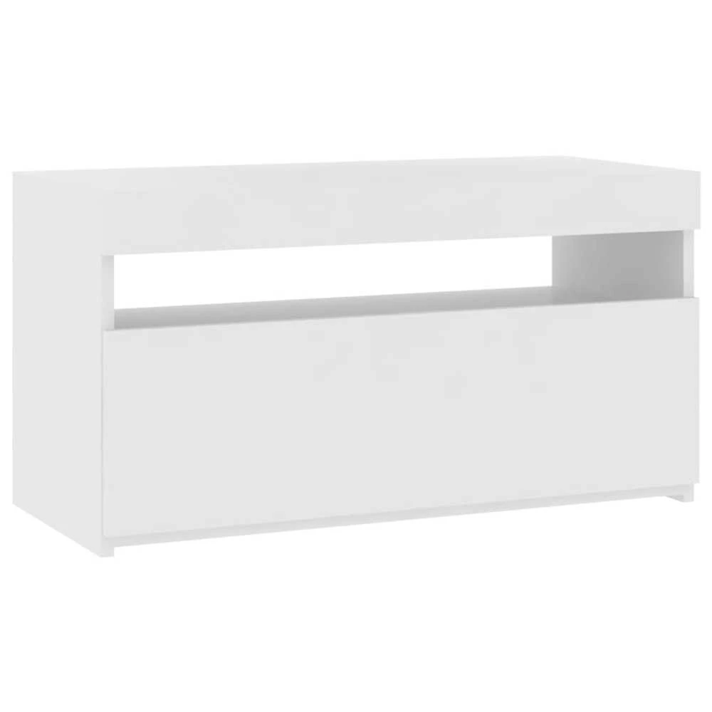 TV staliukas Televizoriaus spintelė su LED, balta, 75x35x40cm, blizgi