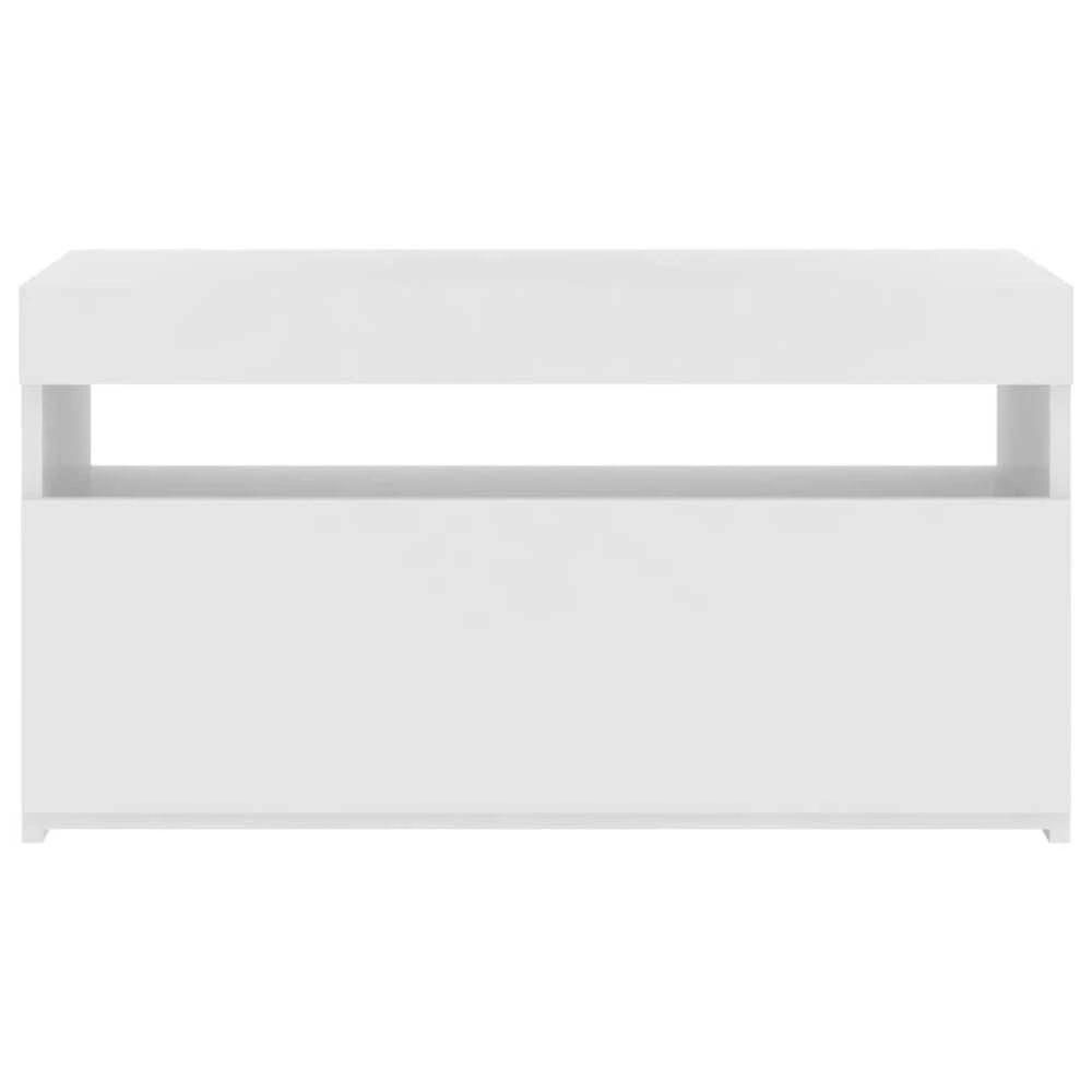 TV staliukas Televizoriaus spintelė su LED, balta, 75x35x40cm, blizgi