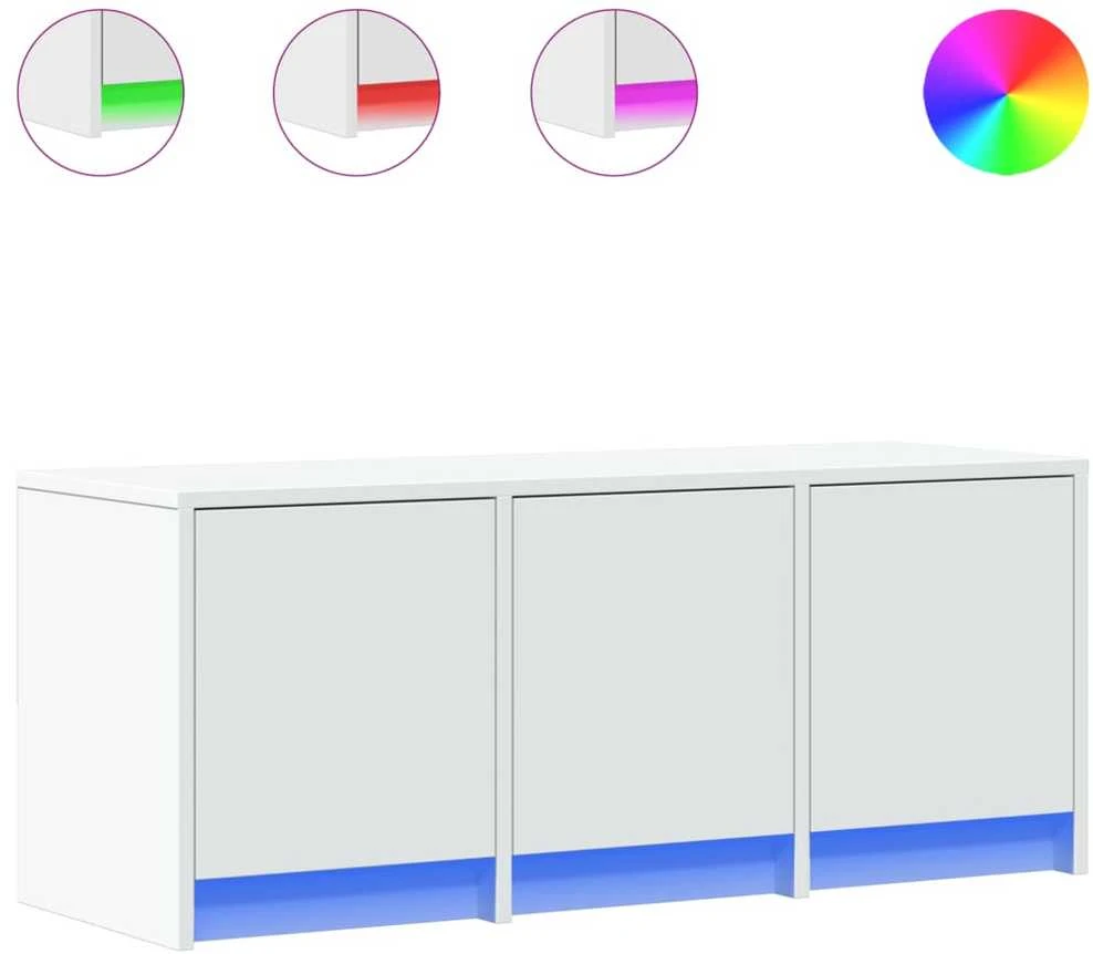 TV staliukas Televizoriaus spintelė su LED, balta, 97x34x40cm, mediena