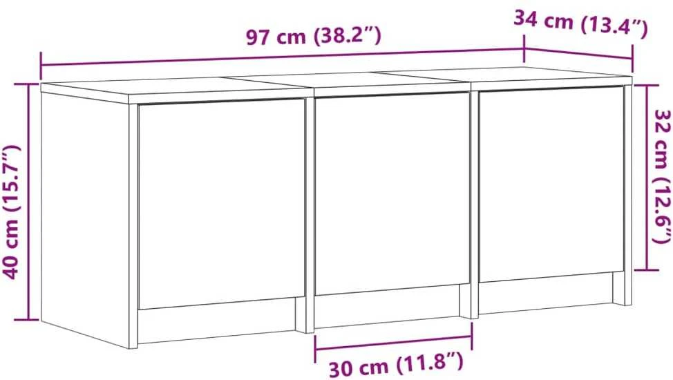 TV staliukas Televizoriaus spintelė su LED, balta, 97x34x40cm, mediena
