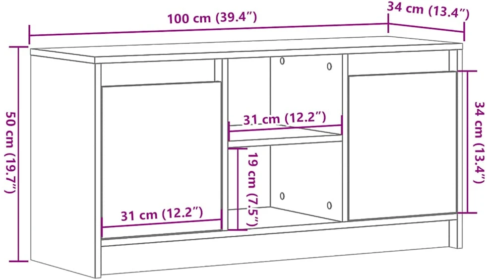 TV staliukas Televizoriaus spintelė su LED, betono, 100x34x50cm, mediena