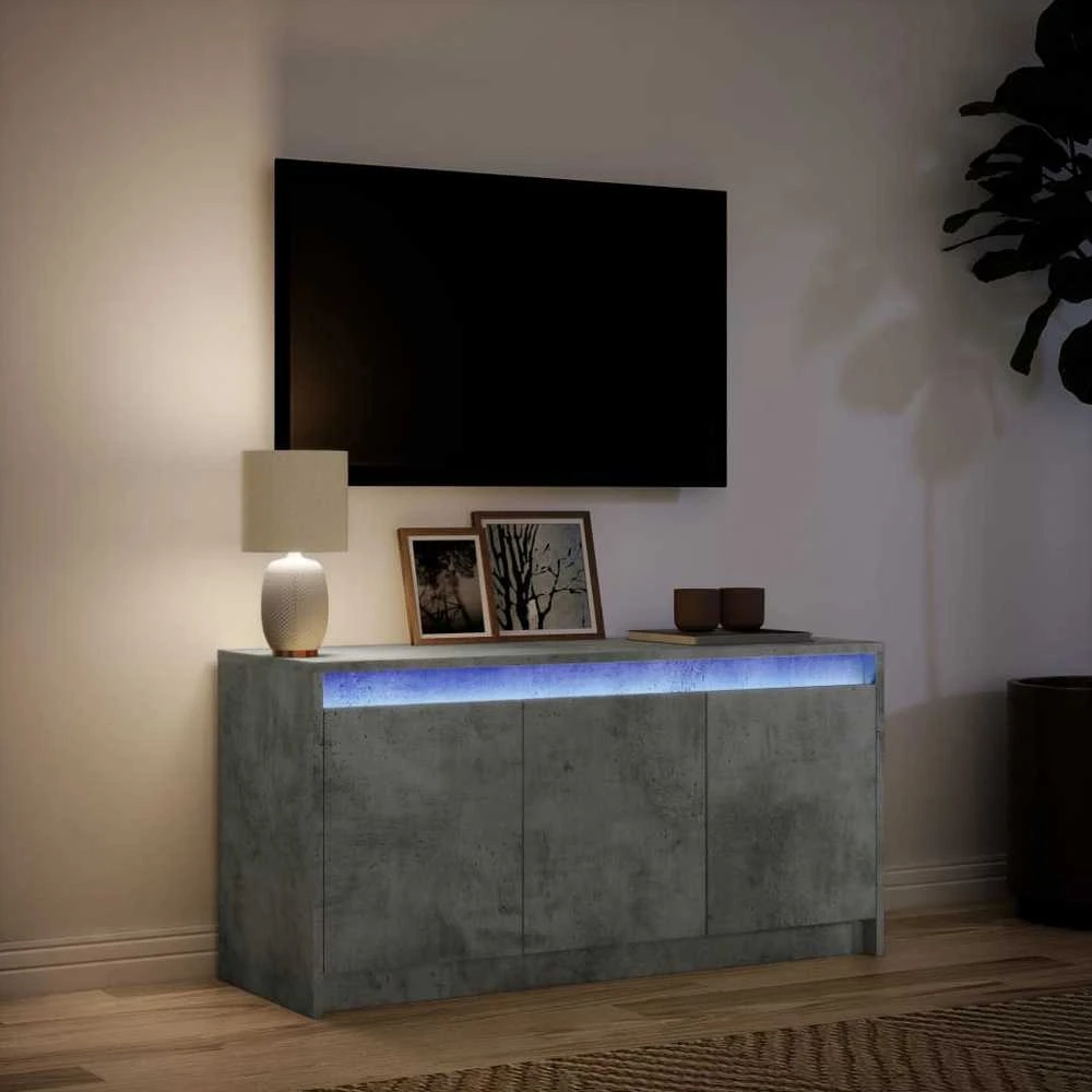 TV staliukas Televizoriaus spintelė su LED, betono, 100x34x50cm, mediena