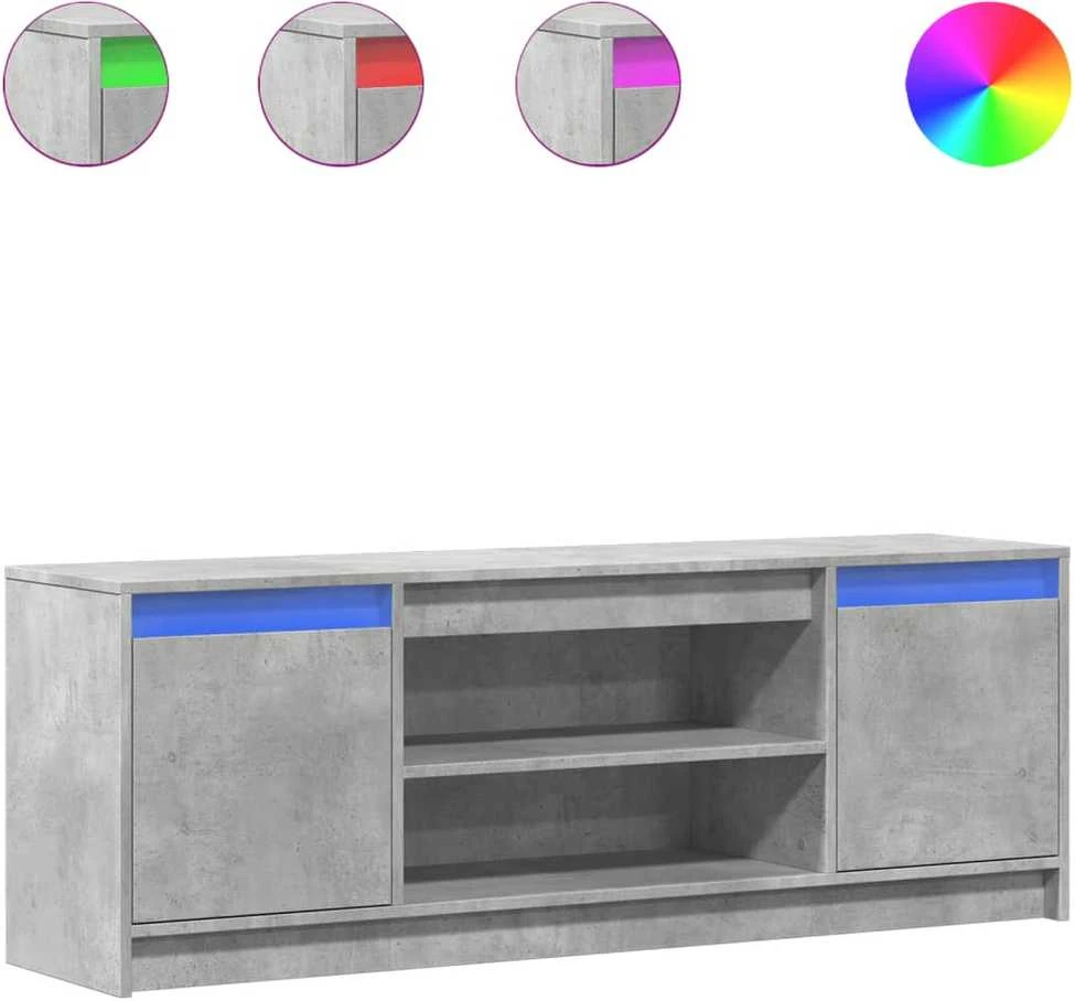 TV staliukas Televizoriaus spintelė su LED, betono, 139,5x34x50cm, mediena