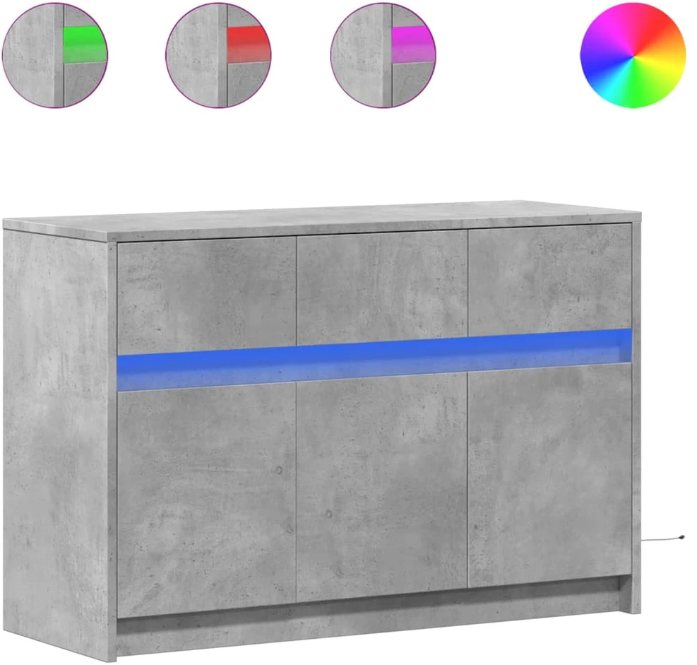 TV staliukas Televizoriaus spintelė su LED, betono, 91x34x61cm, mediena