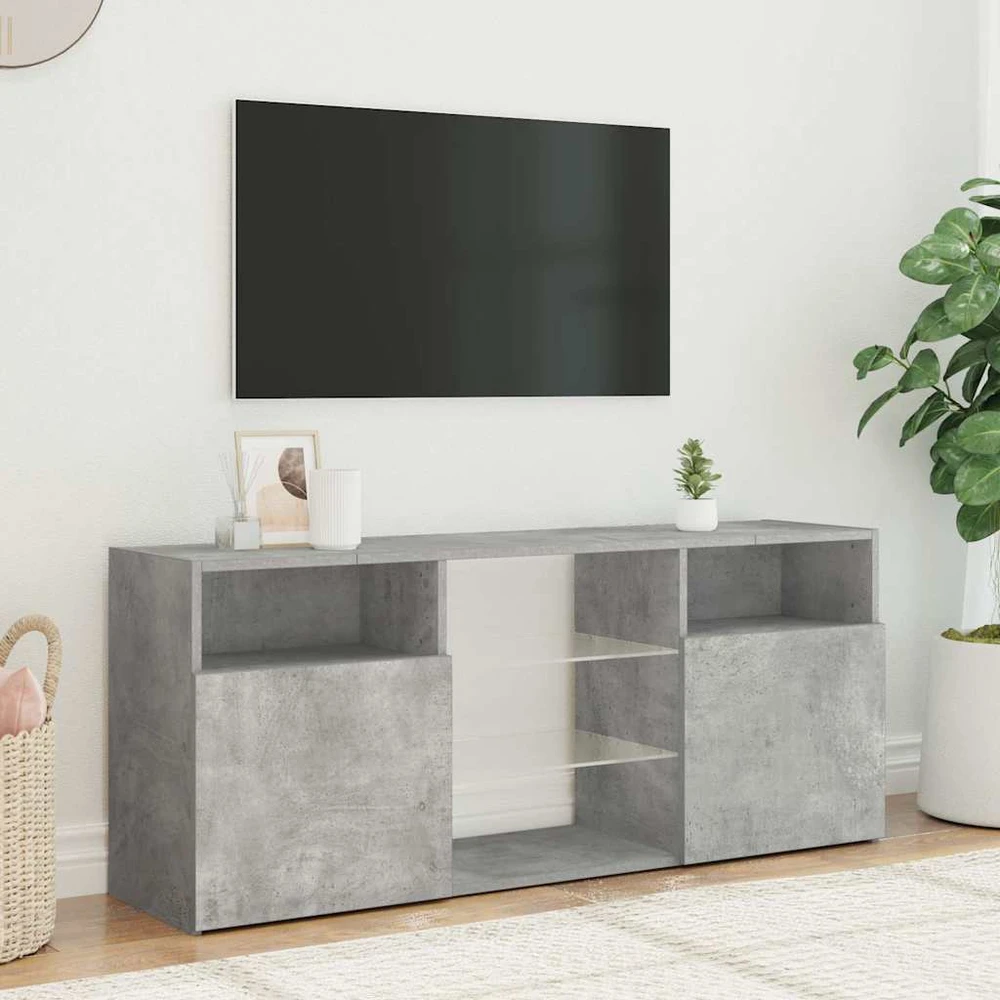 TV staliukas Televizoriaus spintelė su LED, betono pilka, 120x30x50cm