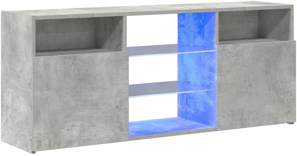 TV staliukas Televizoriaus spintelė su LED, betono pilka, 120x30x50cm
