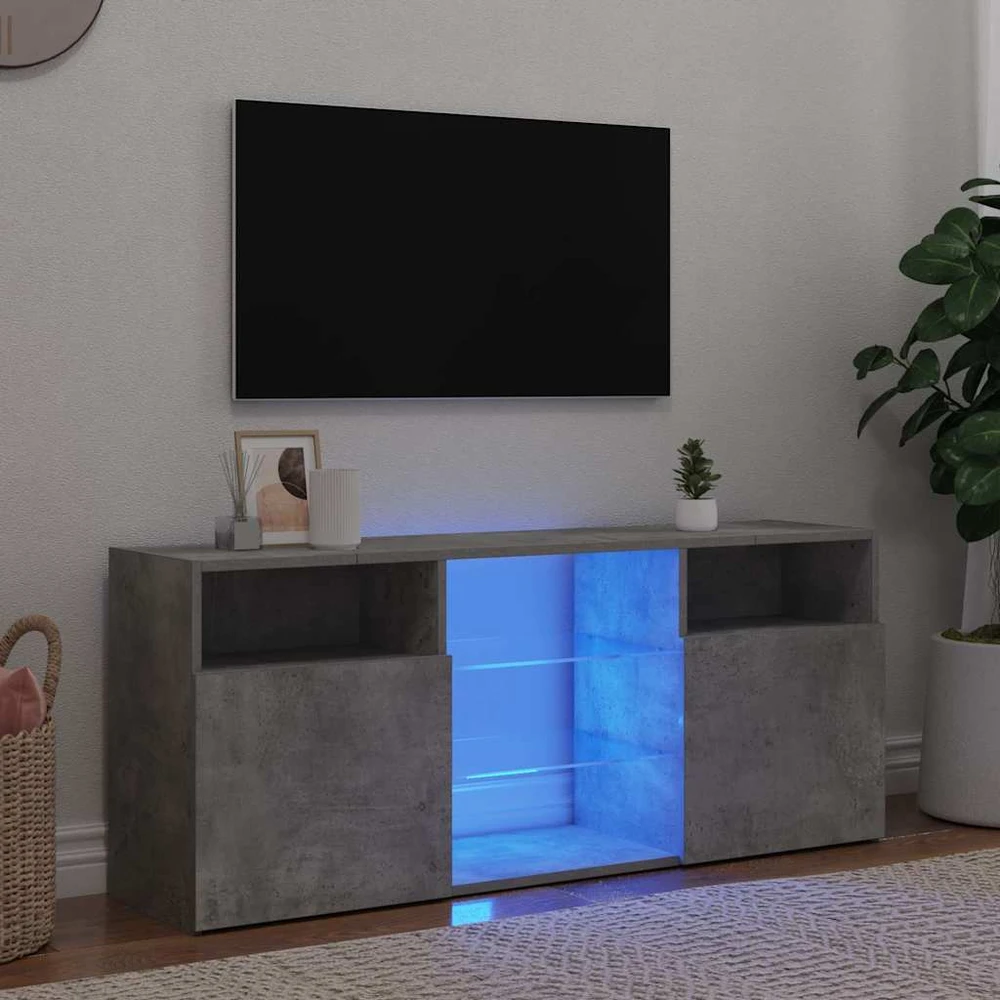 TV staliukas Televizoriaus spintelė su LED, betono pilka, 120x30x50cm