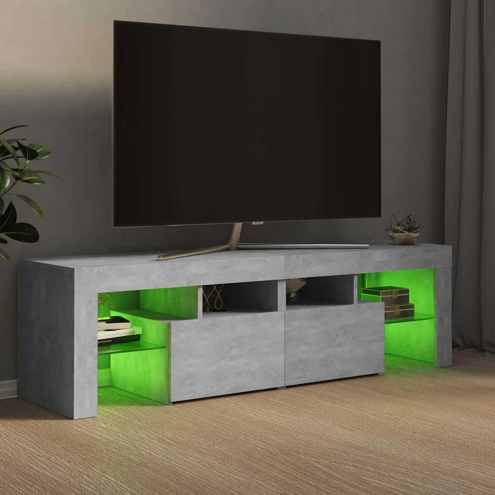 TV staliukas Televizoriaus spintelė su LED, betono pilka, 140x36,5x40cm