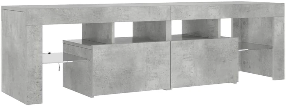 TV staliukas Televizoriaus spintelė su LED, betono pilka, 140x36,5x40cm