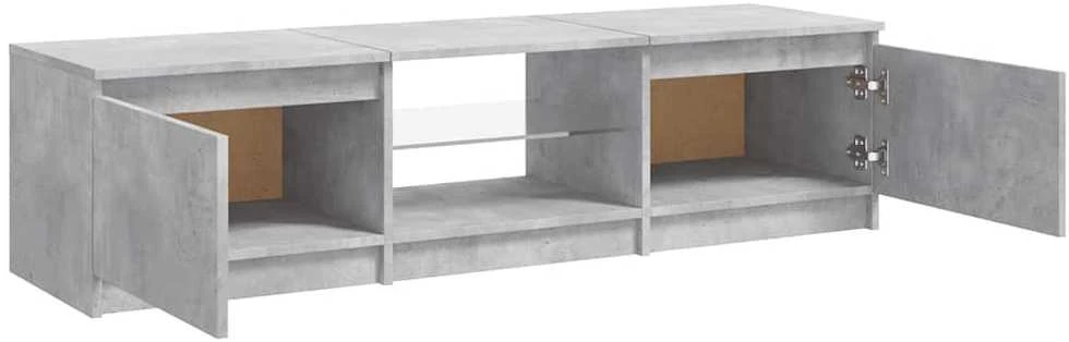 TV staliukas Televizoriaus spintelė su LED, betono pilka, 140x40x35,5cm
