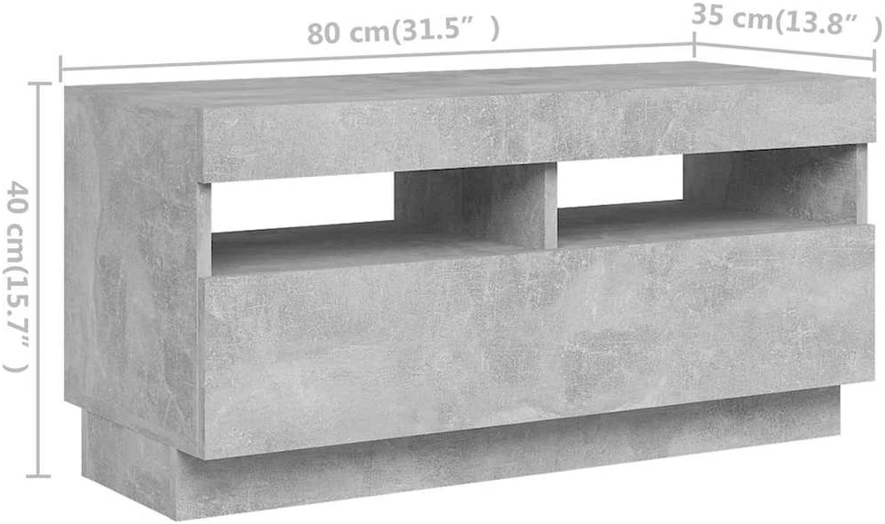 TV staliukas Televizoriaus spintelė su LED, betono pilka, 260x35x40cm