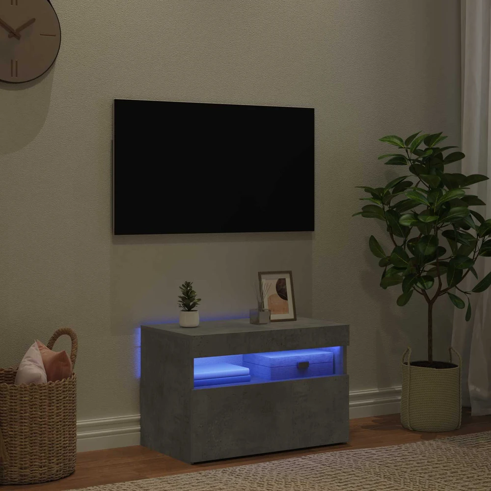 Televizoriaus spintelė su LED, betono pilka, 60x35x40cm