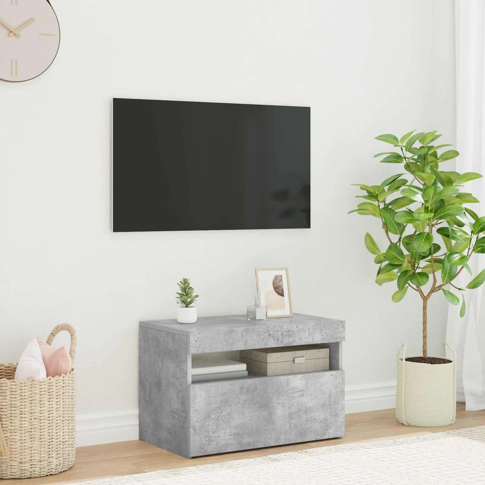 Televizoriaus spintelė su LED, betono pilka, 60x35x40cm