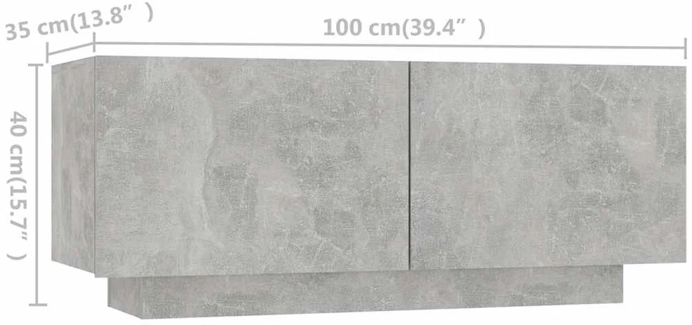 TV staliukas Televizoriaus spintelė su LED, betono pilka, 300x35x40cm
