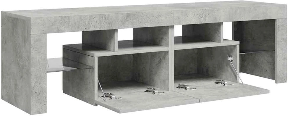 TV staliukas Televizoriaus spintelė su LED, betono pilka, 140x36,5x40cm