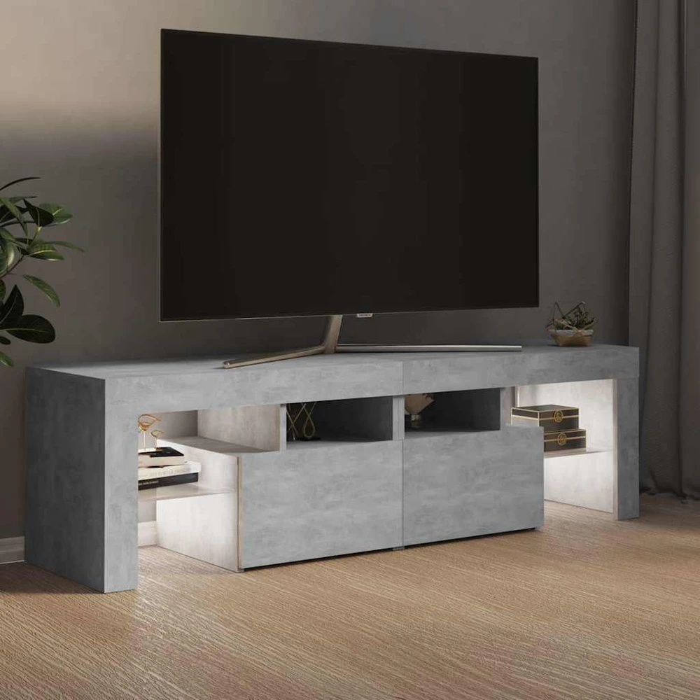 TV staliukas Televizoriaus spintelė su LED, betono pilka, 140x36,5x40cm